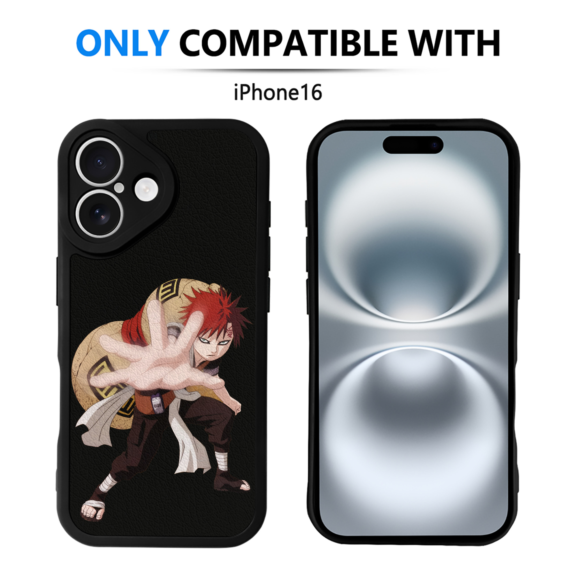 （画像用） NARUTO -ナルト- ガアラ Gaara 【iPhone 16シリーズ対応】シリコンスマホケース（レザー調） 材質：シリコン